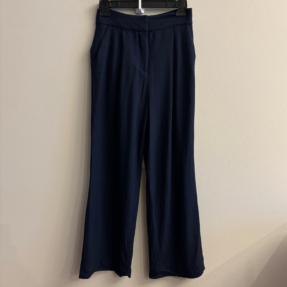 Veronica Beard Wide Leg High-Waisted Trousers Navy Blue Size 00